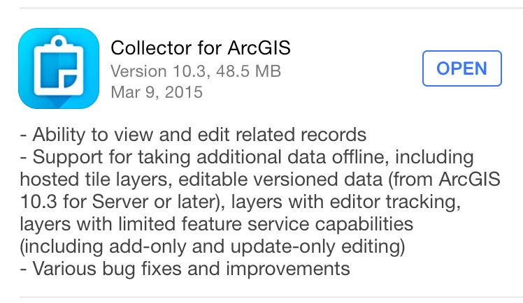 ArcGIS Collector 10.3 for iOS