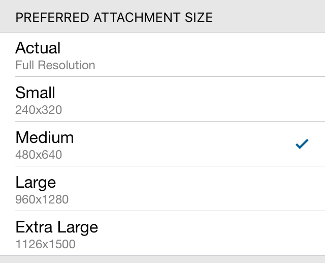 ArcGIS Collector Attachment Size Options
