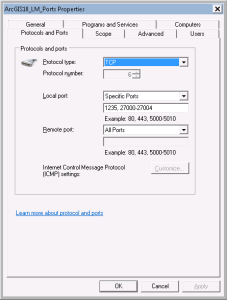 firewall settings for ArcGIS License Manager